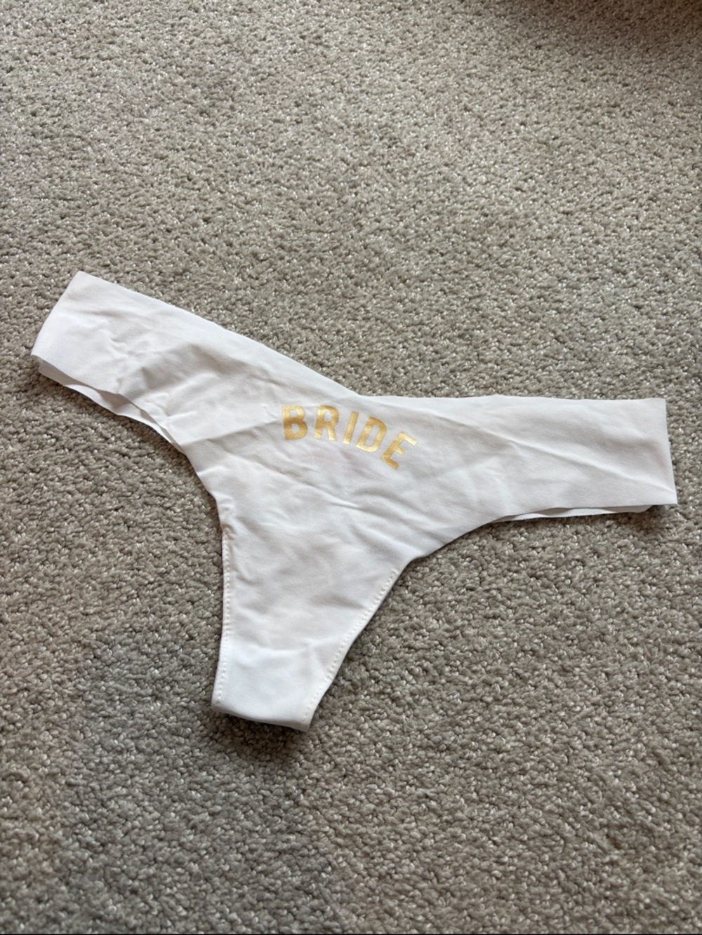 NWOT Commando White Thong with Gold BRIDE Script